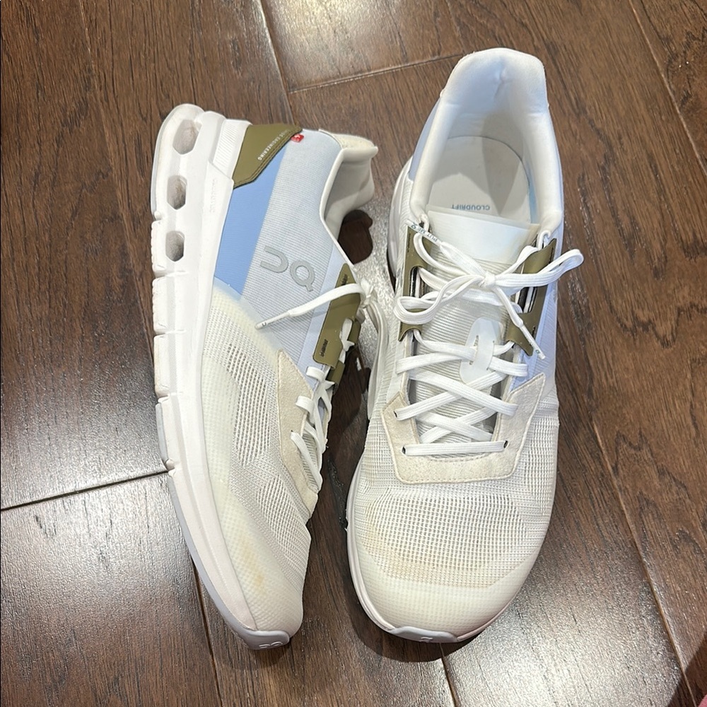 On Running White and Blue Sneakers